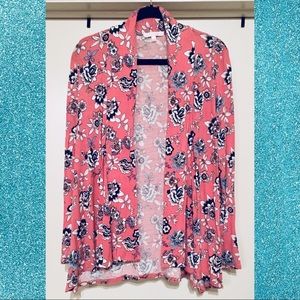 Pink and Navy Floral Open Cardigan